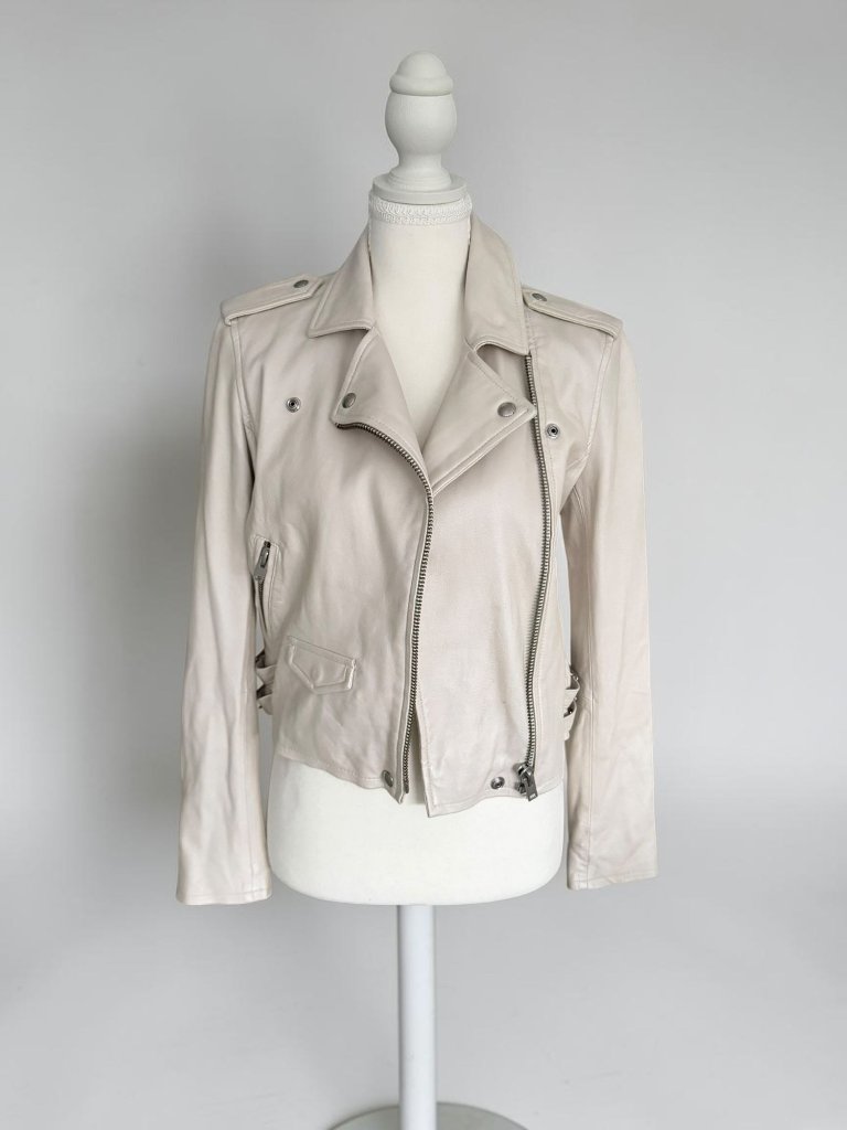 Iro Paris Cream Leather Motorcycle Jacket Size 38 / Us 6